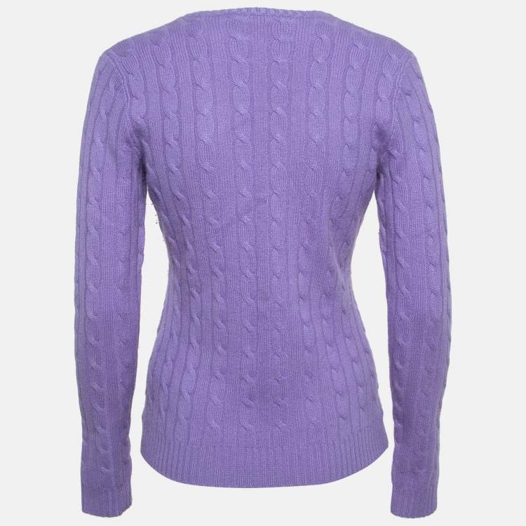 Pre Owned Ralph Lauren Light Purple Cashmere Cable Knit Sweater M