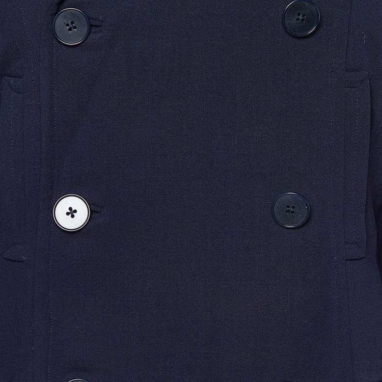 Pre Owned Ralph Lauren Navy Blue Wool Double Breasted Coat L