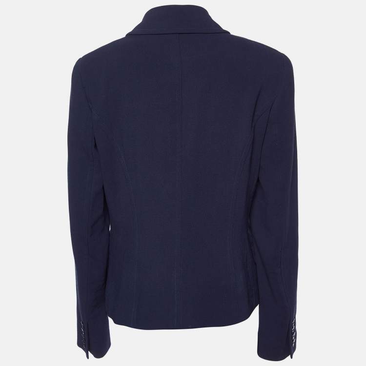Pre Owned Ralph Lauren Navy Blue Wool Double Breasted Coat L