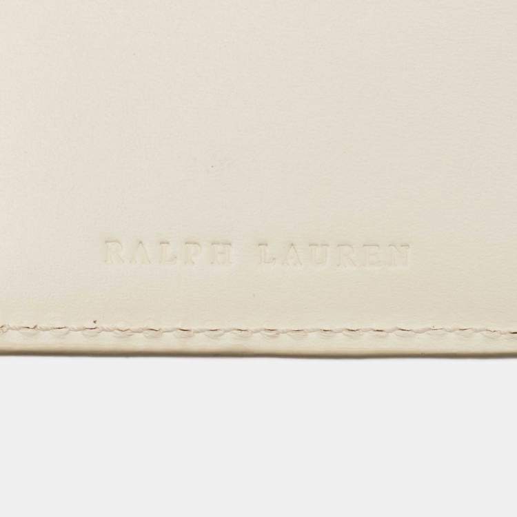 Pre Owned Ralph Lauren White Leather Stirrup Trifold Wallet