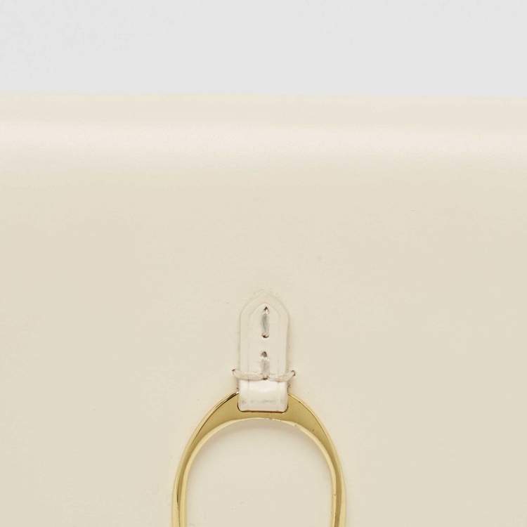 Pre Owned Ralph Lauren White Leather Stirrup Trifold Wallet