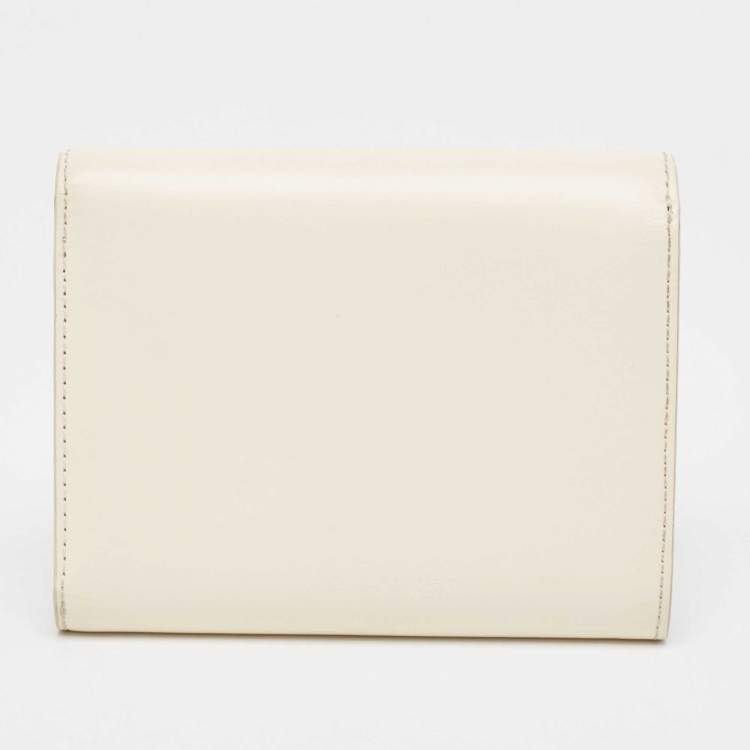 Pre Owned Ralph Lauren White Leather Stirrup Trifold Wallet