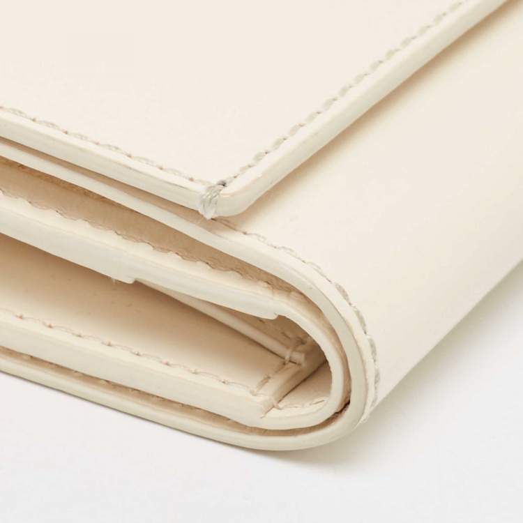 Pre Owned Ralph Lauren White Leather Stirrup Trifold Wallet