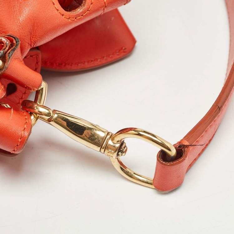 Pre Owned Ralph Lauren Orange Leather Ricky Drawstring Bucket Bag