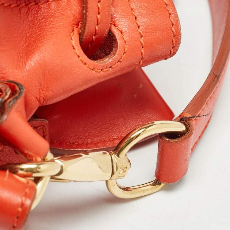 Pre Owned Ralph Lauren Orange Leather Ricky Drawstring Bucket Bag
