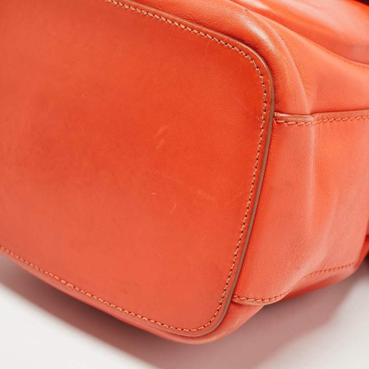 Pre Owned Ralph Lauren Orange Leather Ricky Drawstring Bucket Bag
