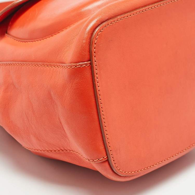 Pre Owned Ralph Lauren Orange Leather Ricky Drawstring Bucket Bag