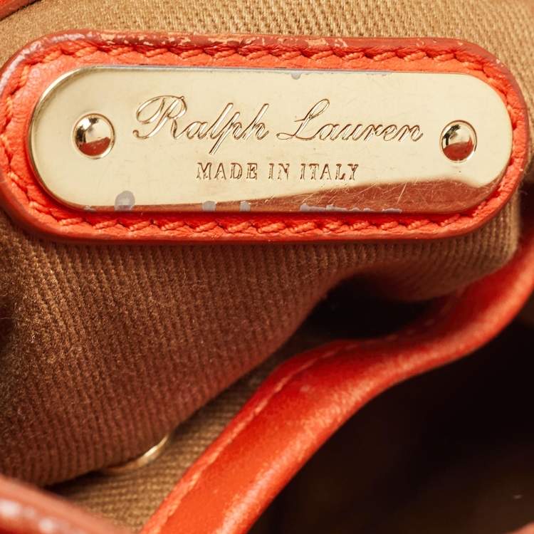 Pre Owned Ralph Lauren Orange Leather Ricky Drawstring Bucket Bag