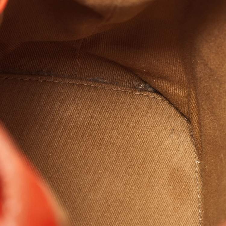 Pre Owned Ralph Lauren Orange Leather Ricky Drawstring Bucket Bag