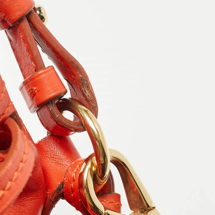 Pre Owned Ralph Lauren Orange Leather Ricky Drawstring Bucket Bag