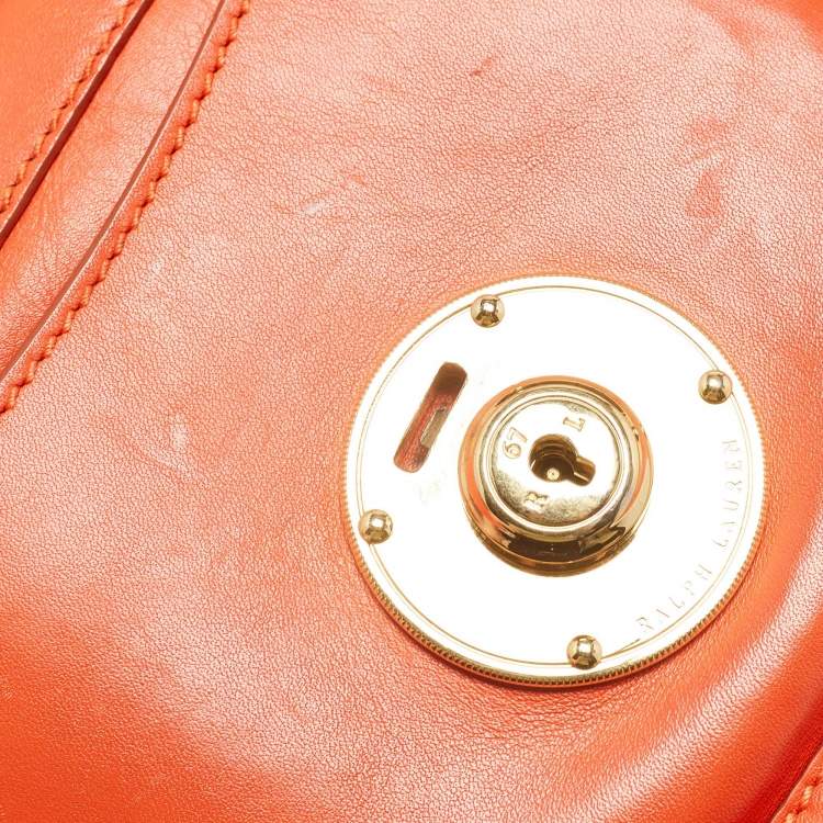 Pre Owned Ralph Lauren Orange Leather Ricky Drawstring Bucket Bag