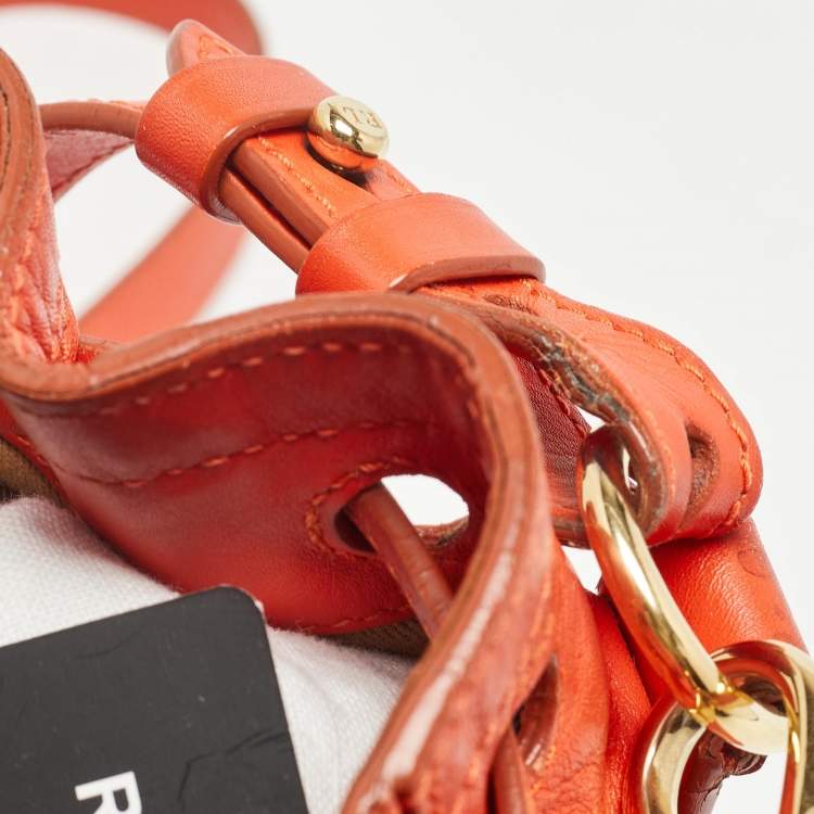Pre Owned Ralph Lauren Orange Leather Ricky Drawstring Bucket Bag