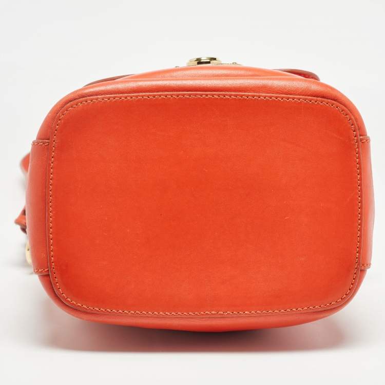 Pre Owned Ralph Lauren Orange Leather Ricky Drawstring Bucket Bag