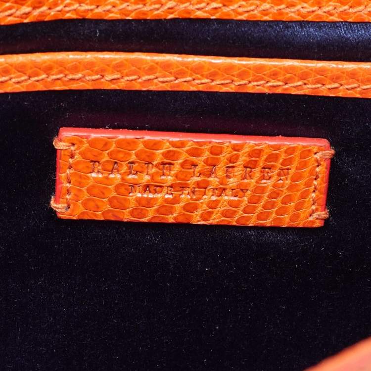 Pre Owned Ralph Lauren Orange Lizard Flap Clutch