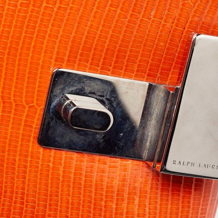 Pre Owned Ralph Lauren Orange Lizard Flap Clutch