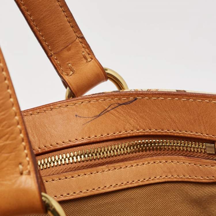 Pre Owned Ralph Lauren Multicolor Equestrian Canvas and Leather Shopper Tote