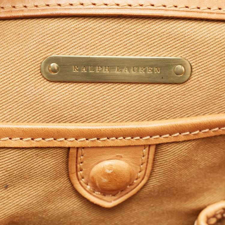 Pre Owned Ralph Lauren Multicolor Equestrian Canvas and Leather Shopper Tote