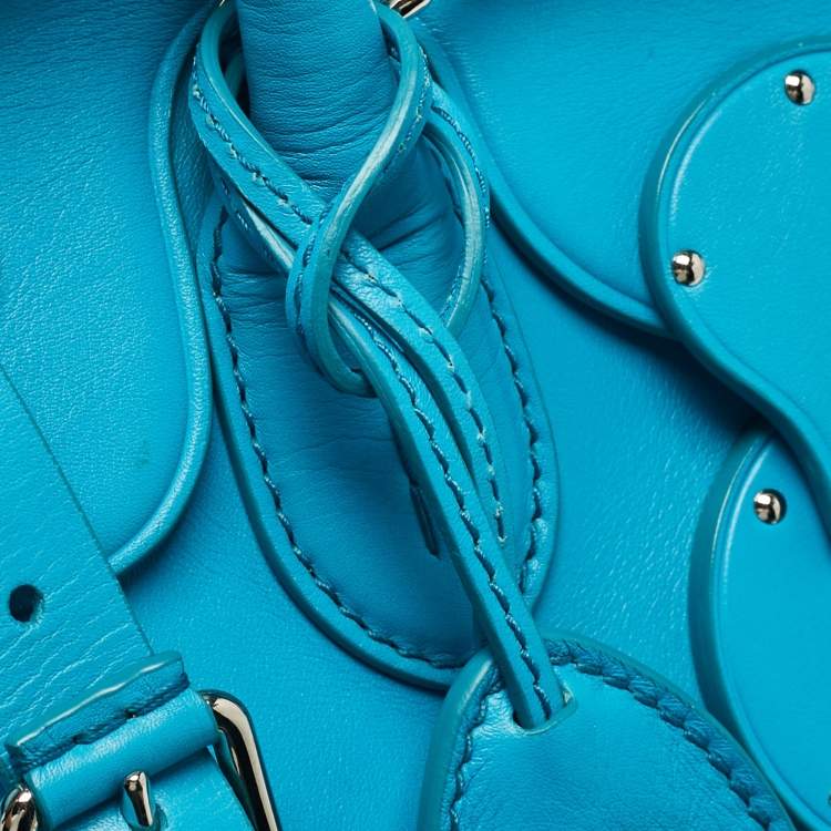 Pre Owned Ralph Lauren Turquoise Leather Soft Ricky 33 Tote