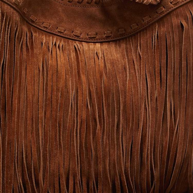 Pre Owned Ralph Lauren Brown Suede Fringe Hobo
