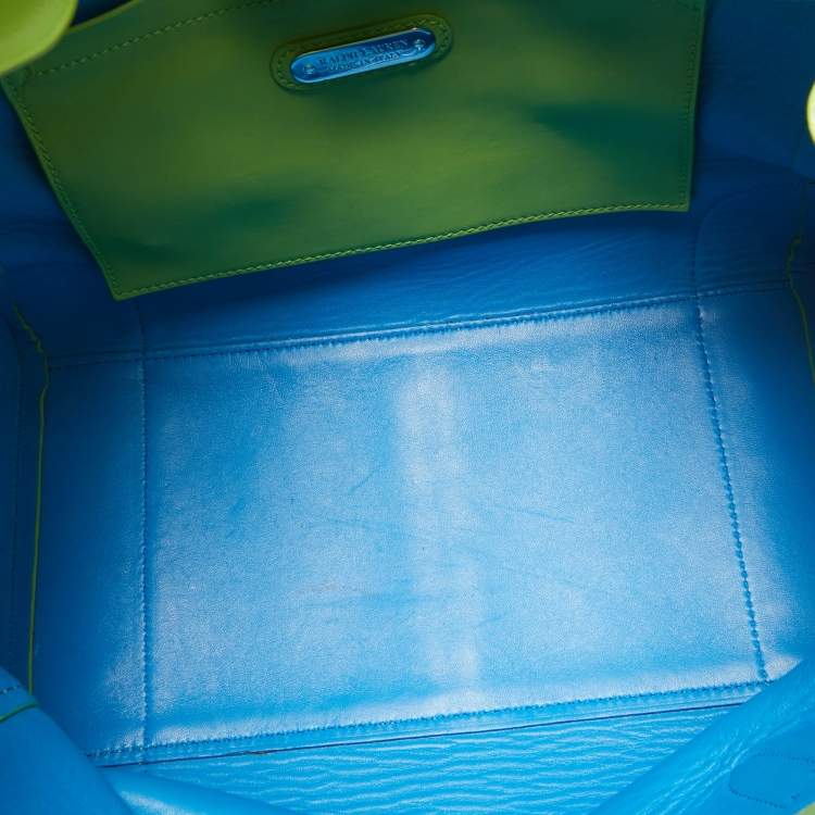 Pre Owned Ralph Lauren Apple Green Leather Ricky 33 Tote