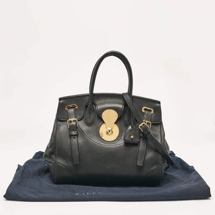 Pre Owned Ralph Lauren Black Leather Ricky 33 Tote