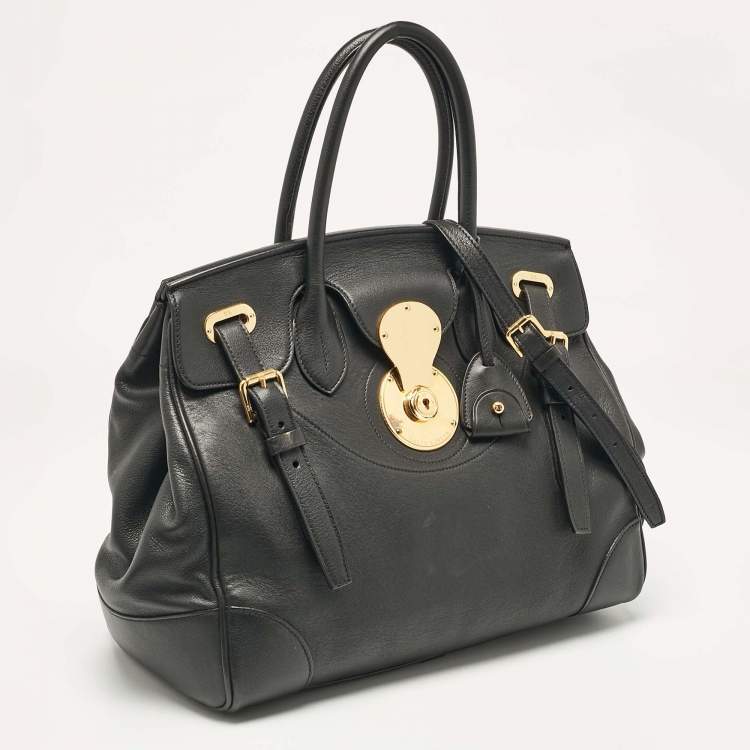 Pre Owned Ralph Lauren Black Leather Ricky 33 Tote