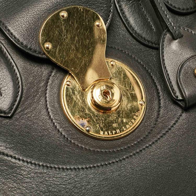 Pre Owned Ralph Lauren Black Leather Ricky 33 Tote