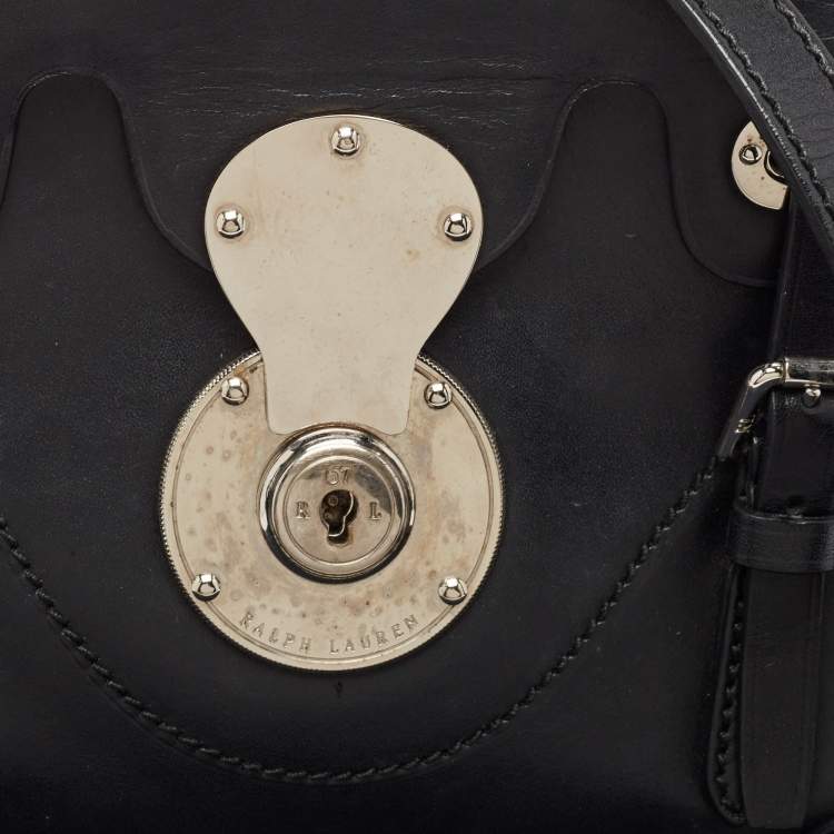 Pre Owned Ralph Lauren Black Leather Mini Ricky Crossbody Bag