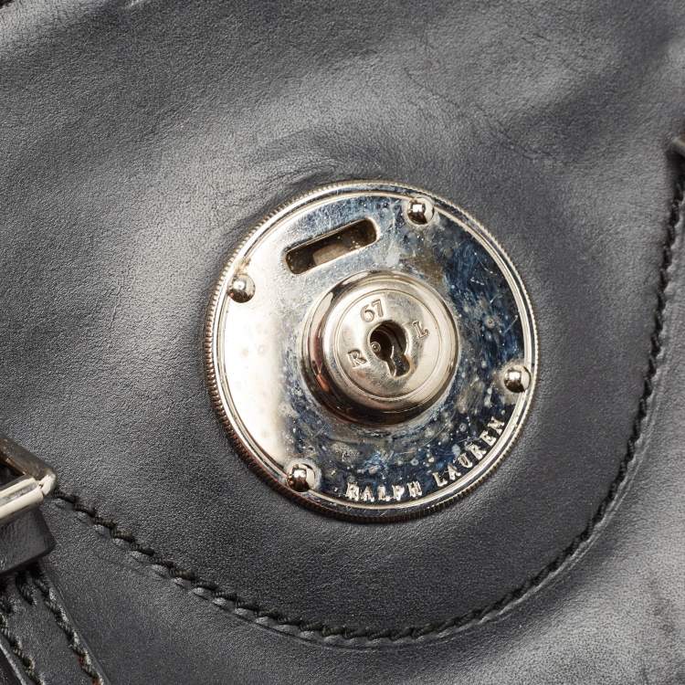 Pre Owned Ralph Lauren Black Leather Mini Ricky Crossbody Bag