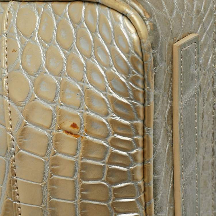 Pre Owned Ralph Lauren Gold Alligator Ricky 33 Tote
