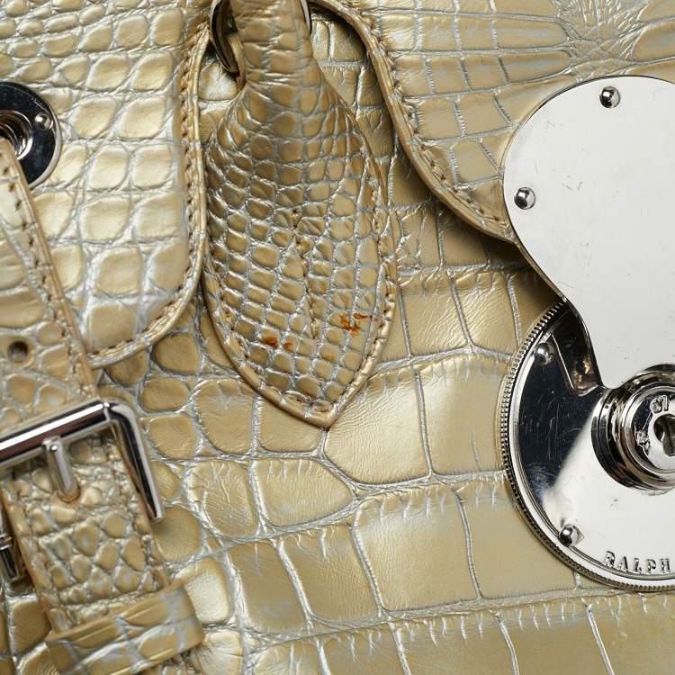 Pre Owned Ralph Lauren Gold Alligator Ricky 33 Tote