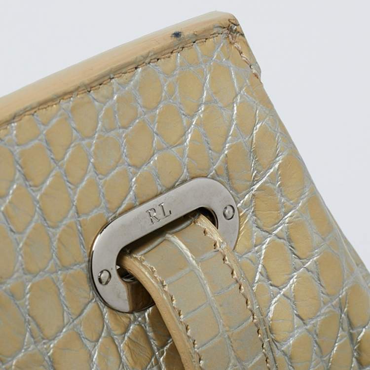 Pre Owned Ralph Lauren Gold Alligator Ricky 33 Tote