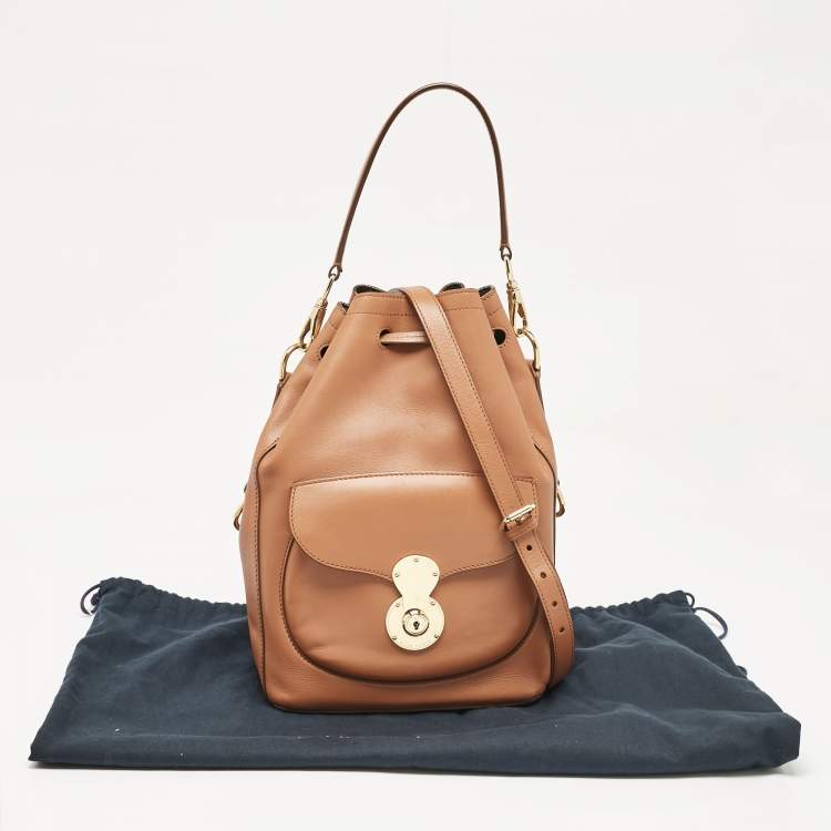 Pre Owned Ralph Lauren Brown Leather Ricky Drawstring Bucket Bag