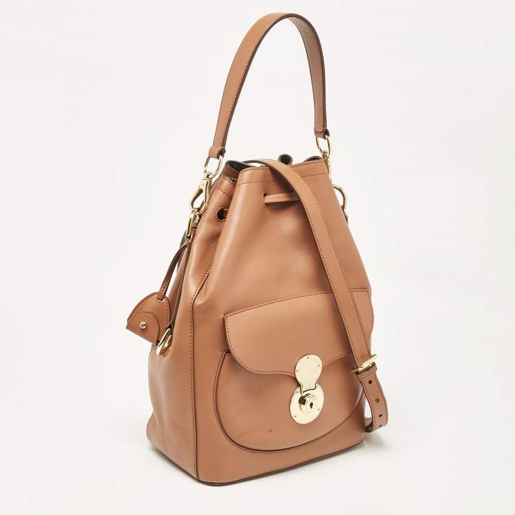 Pre Owned Ralph Lauren Brown Leather Ricky Drawstring Bucket Bag