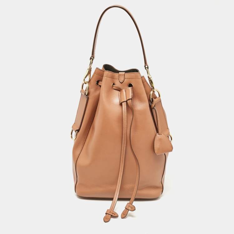 Pre Owned Ralph Lauren Brown Leather Ricky Drawstring Bucket Bag