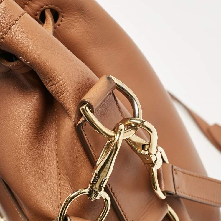 Pre Owned Ralph Lauren Brown Leather Ricky Drawstring Bucket Bag