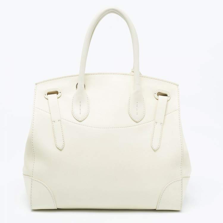Pre Owned Ralph Lauren Light Cream Leather Soft Ricky 33 Tote