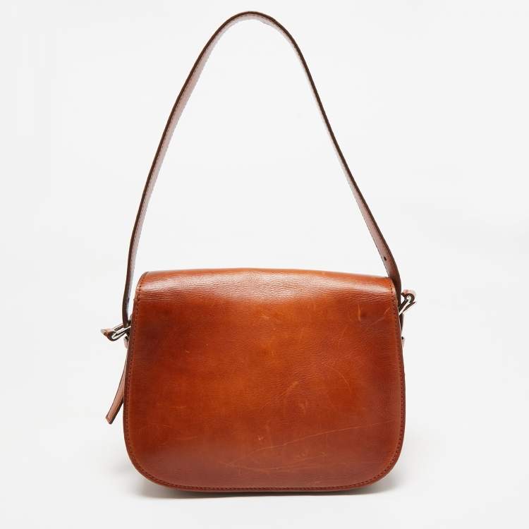 Pre Owned Ralph Lauren Brown Leather Ricky Flap Crossbody Bag