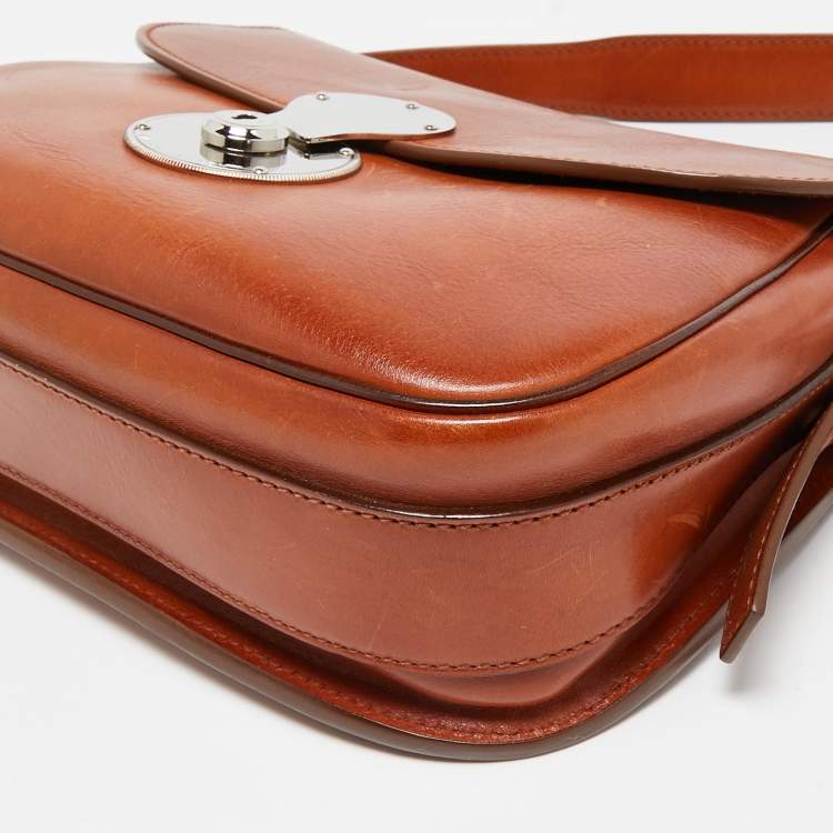 Pre Owned Ralph Lauren Brown Leather Ricky Flap Crossbody Bag