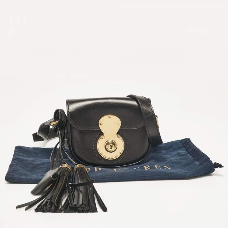 Pre Owned Ralph Lauren Black Leather Ricky Tassel Crossbody Bag