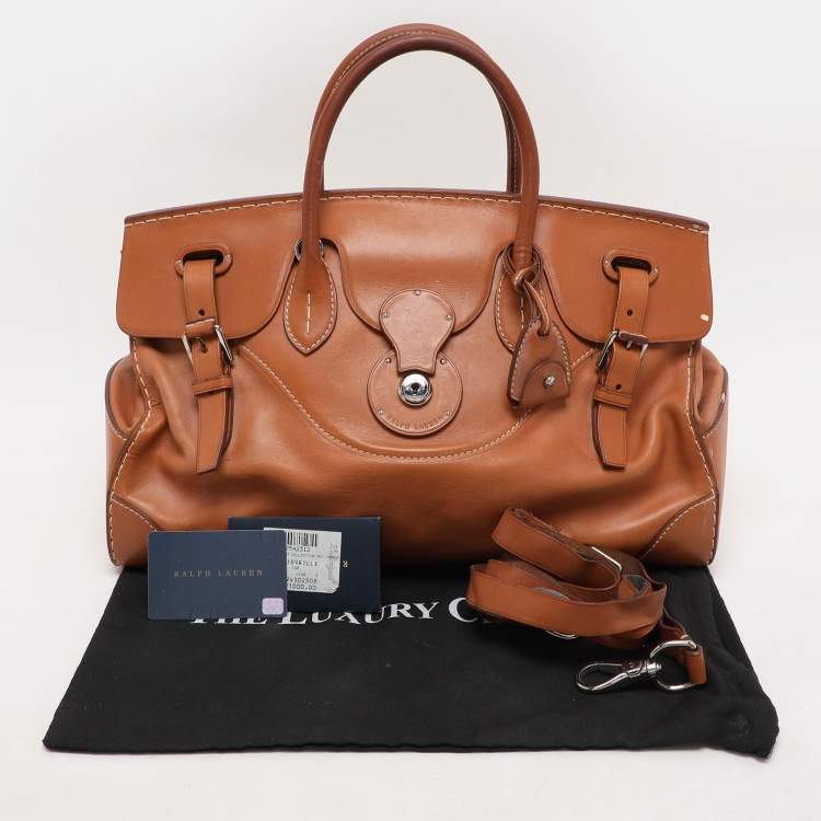 Pre Owned Ralph Lauren Gold Leather East/West Ricky 40 Top Handle Bag