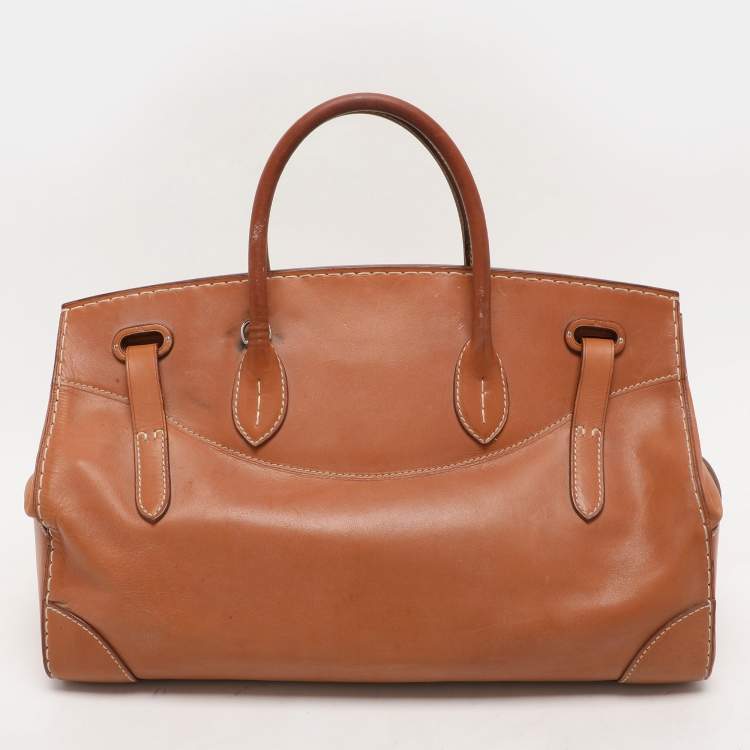 Pre Owned Ralph Lauren Gold Leather East/West Ricky 40 Top Handle Bag