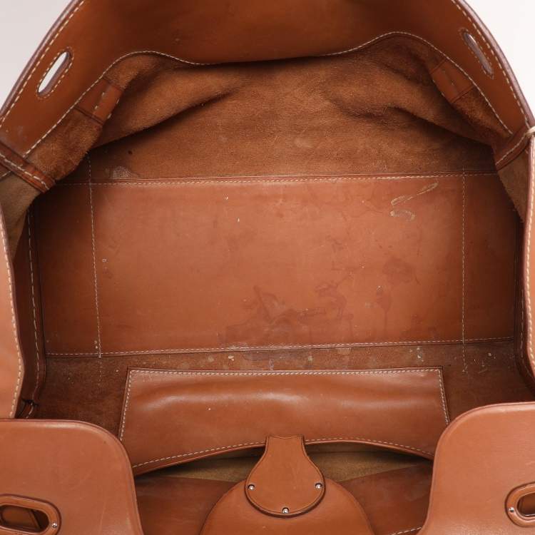 Pre Owned Ralph Lauren Gold Leather East/West Ricky 40 Top Handle Bag