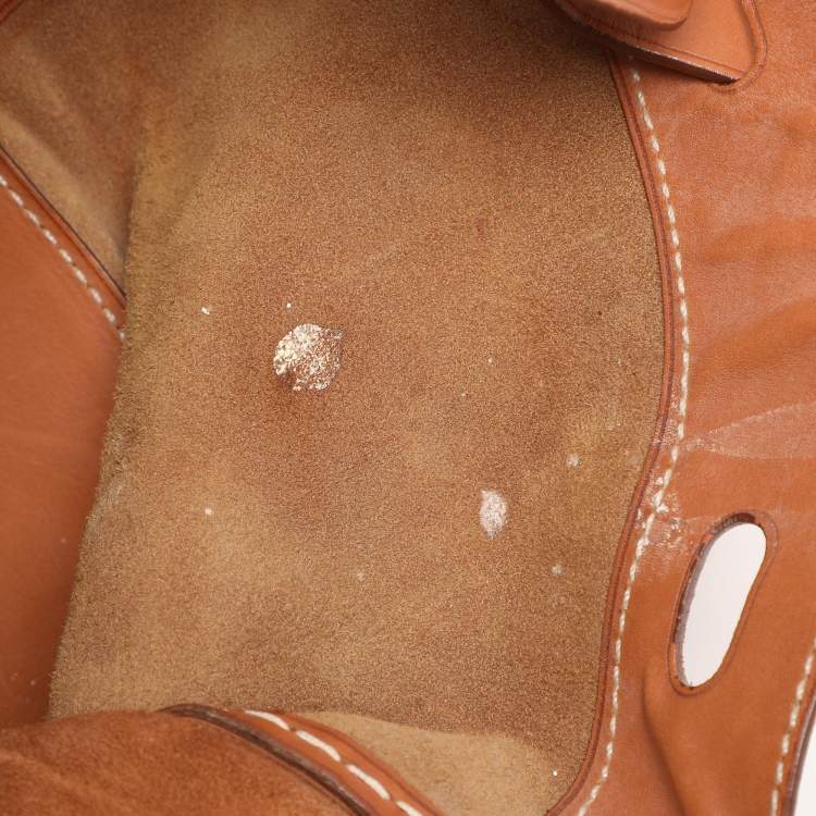 Pre Owned Ralph Lauren Gold Leather East/West Ricky 40 Top Handle Bag