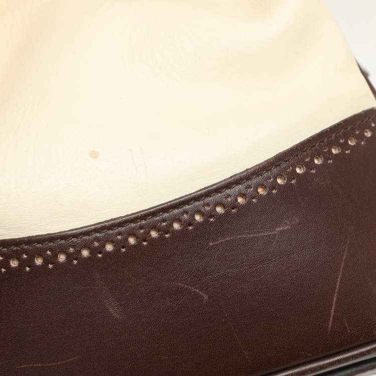 Pre Owned Ralph Lauren Cream/Brown Leather Ricky 33 Tote
