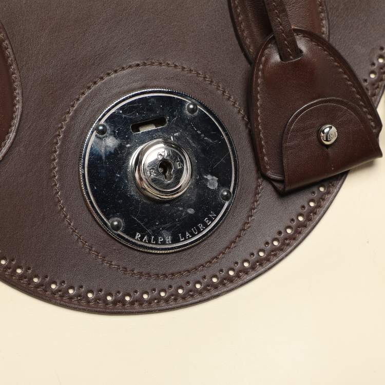 Pre Owned Ralph Lauren Cream/Brown Leather Ricky 33 Tote
