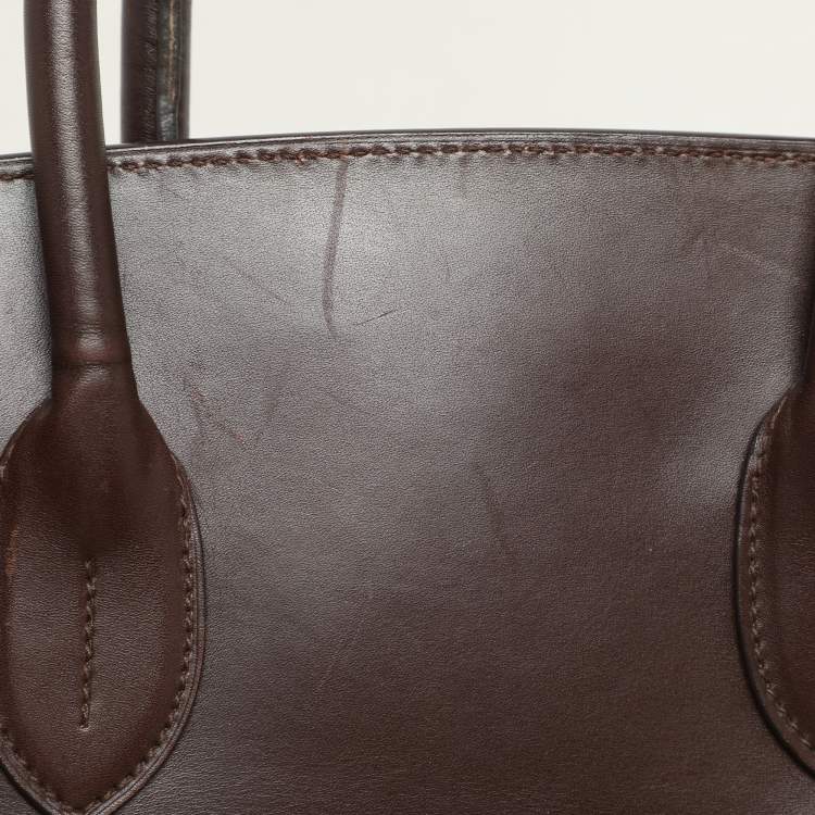 Pre Owned Ralph Lauren Cream/Brown Leather Ricky 33 Tote