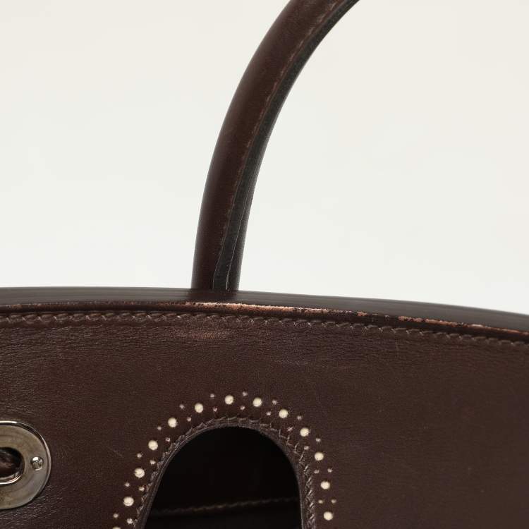 Pre Owned Ralph Lauren Cream/Brown Leather Ricky 33 Tote