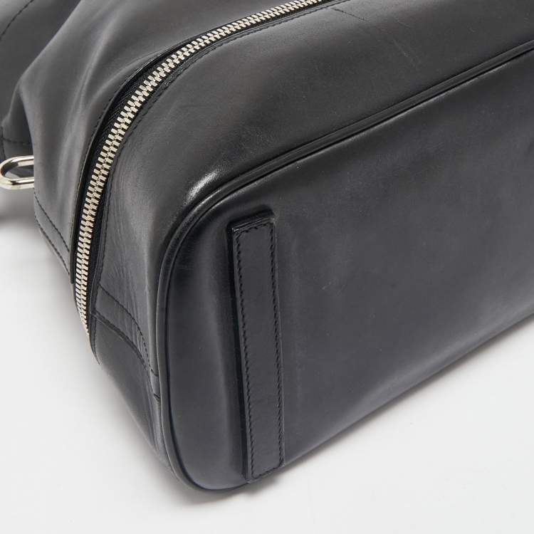 Pre Owned Ralph Lauren Black Leather Dome Zip Satchel
