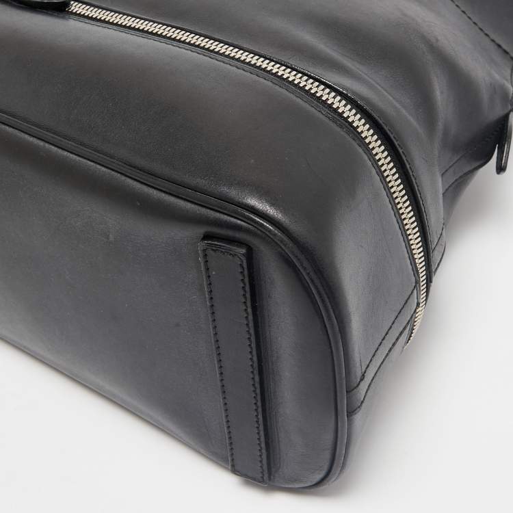 Pre Owned Ralph Lauren Black Leather Dome Zip Satchel